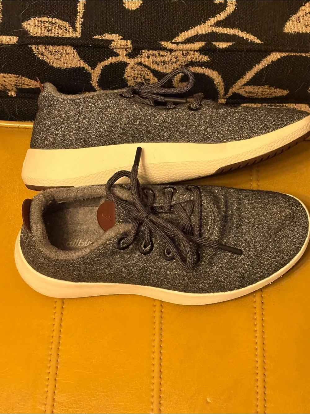 Gray Wool Knit Lace-Up Sneakers